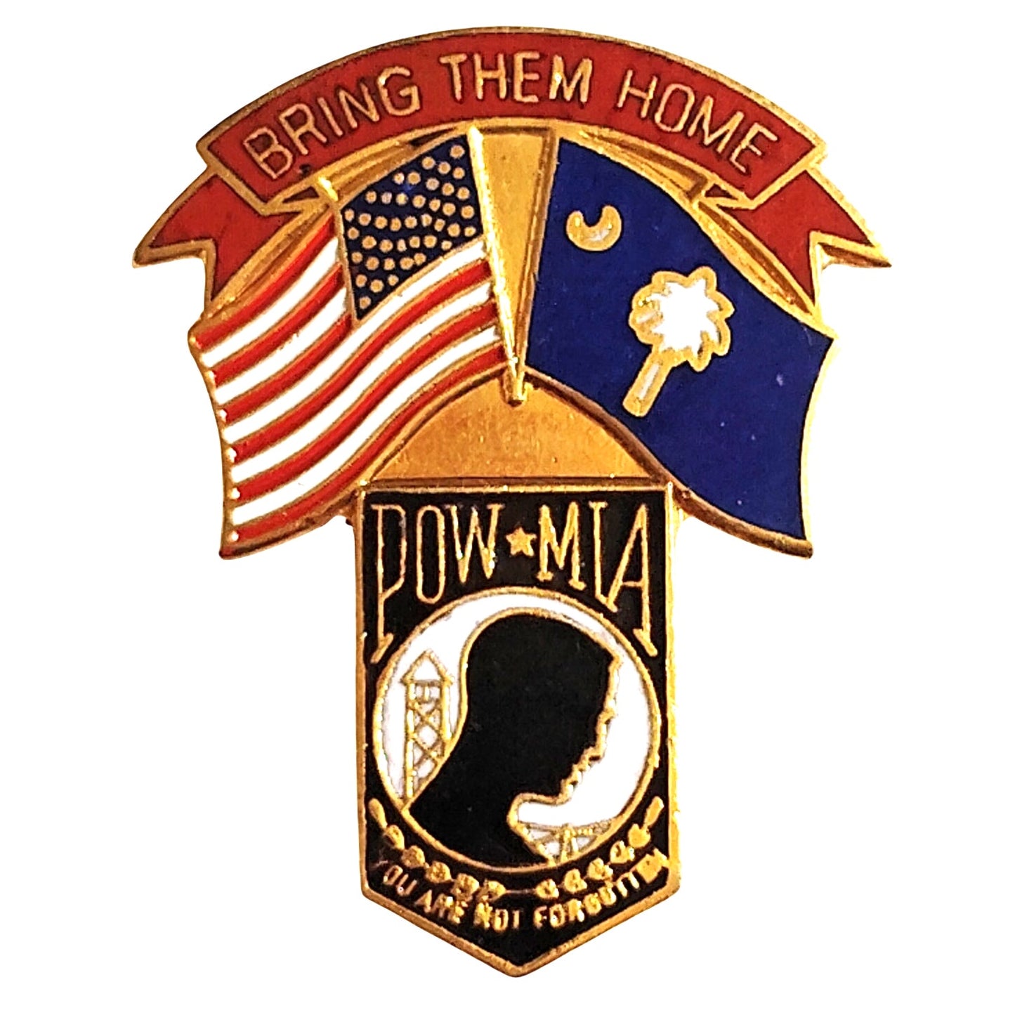 South Carolina POW/MIA Bring Them Home Novelty Hat Lapel Brooch Pin 1‑5/16" × 1"