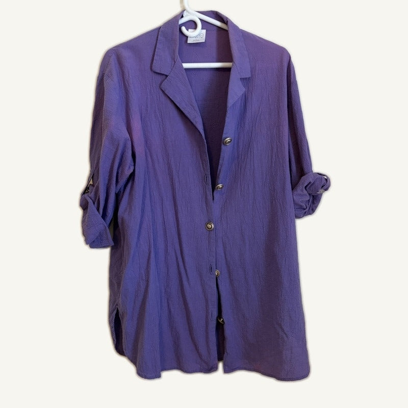 Blair Style Studio 3-Piece Purple & Blue Outfit Set - Tank, Button-Up, Pants L