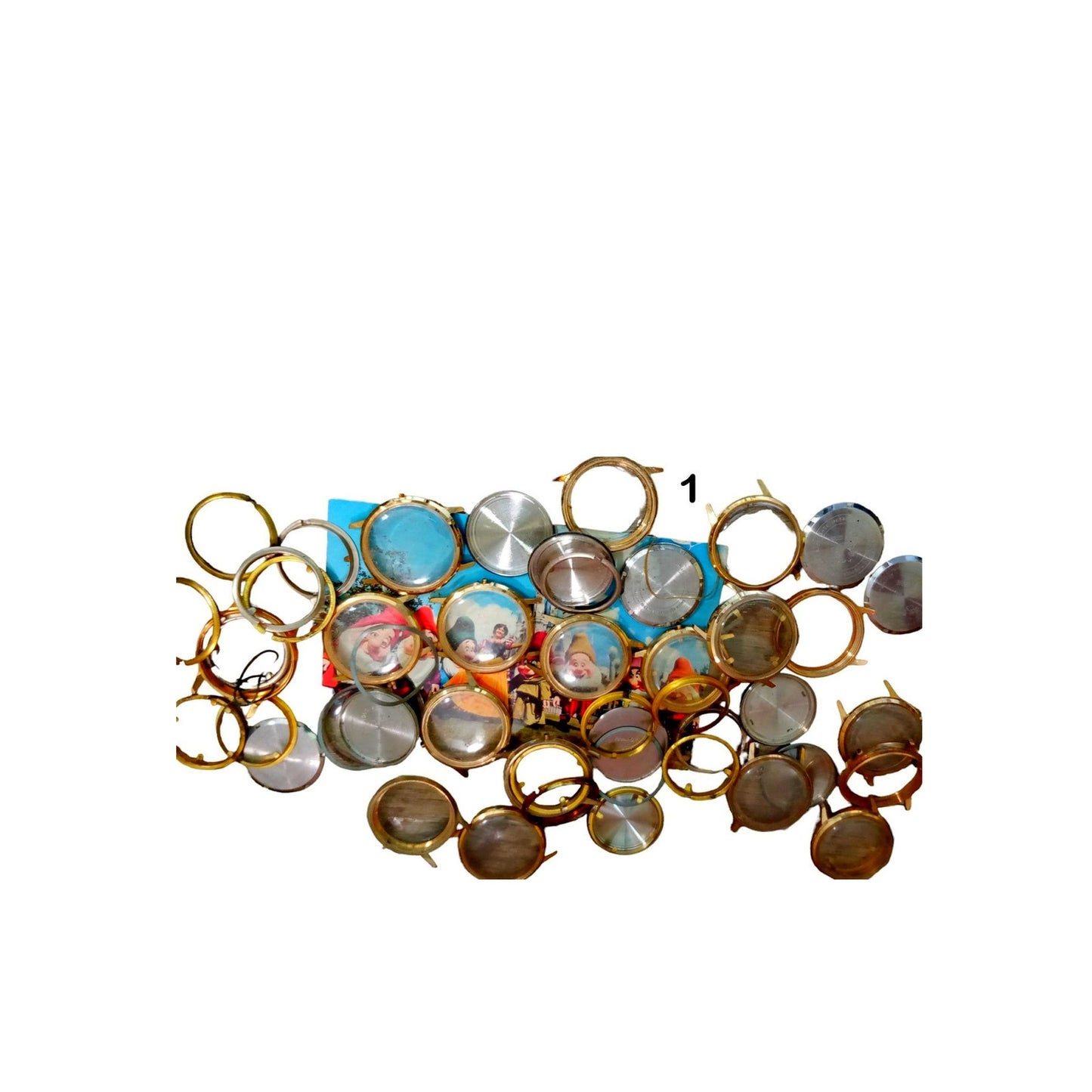 Steampunk Craft Supplies, Watch Cases, Bezels, Crystals, Backs - 8 oz Bag #4