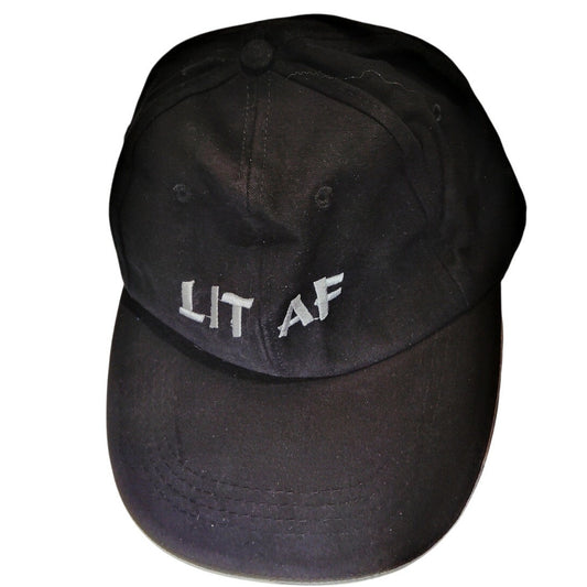 Embroidered "LIT AF" Hat Golf Cap Adjustable Unstructured Soft Black Unisex