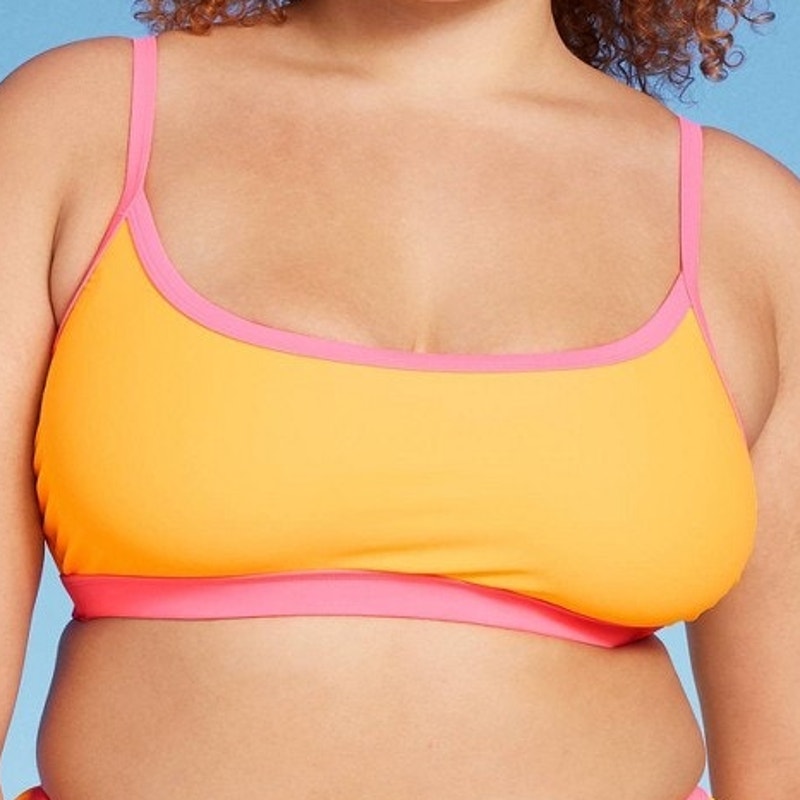 Wild Fable Women’s Colorblock Square‑Neck Bralette Bikini Top Orange 2X