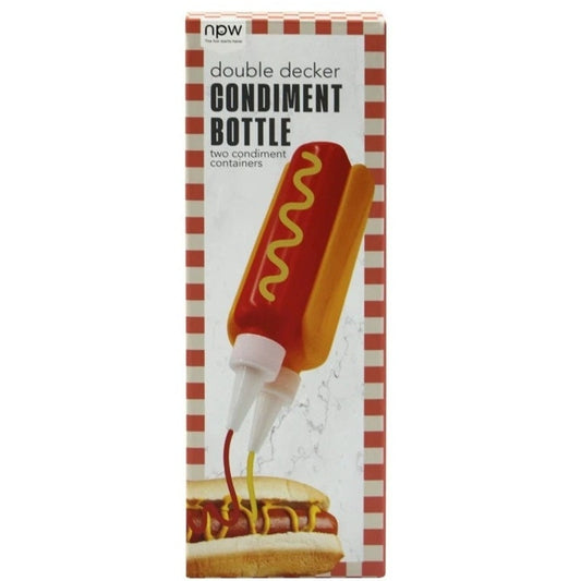 NPW Hotdog Condiment Container – Novelty Ketchup & Mustard Holder – Picnic & BBQ Accessory