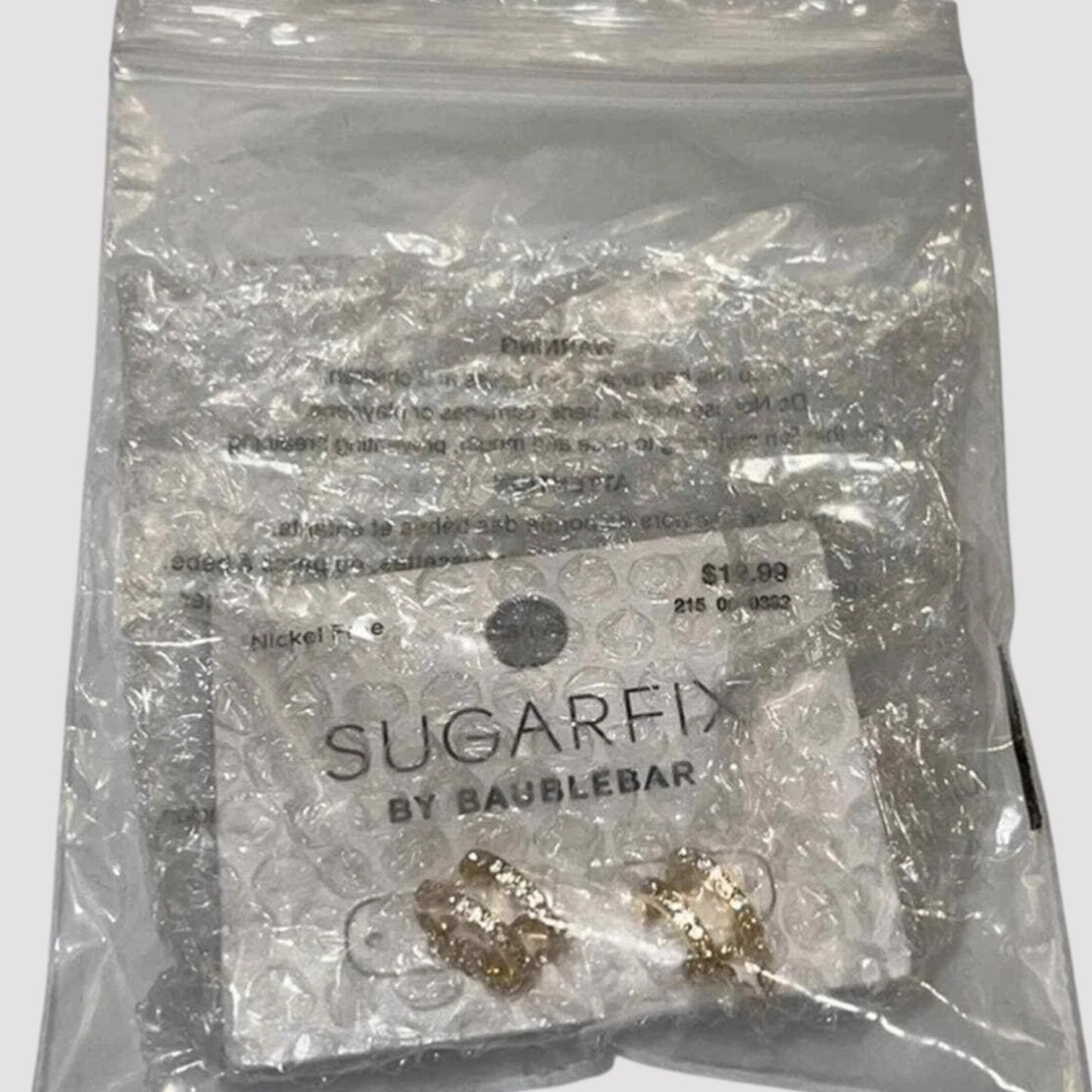 SUGARFIX by BaubleBar Double Hoop Stud Earrings with Chain – Clear, Nickel Free