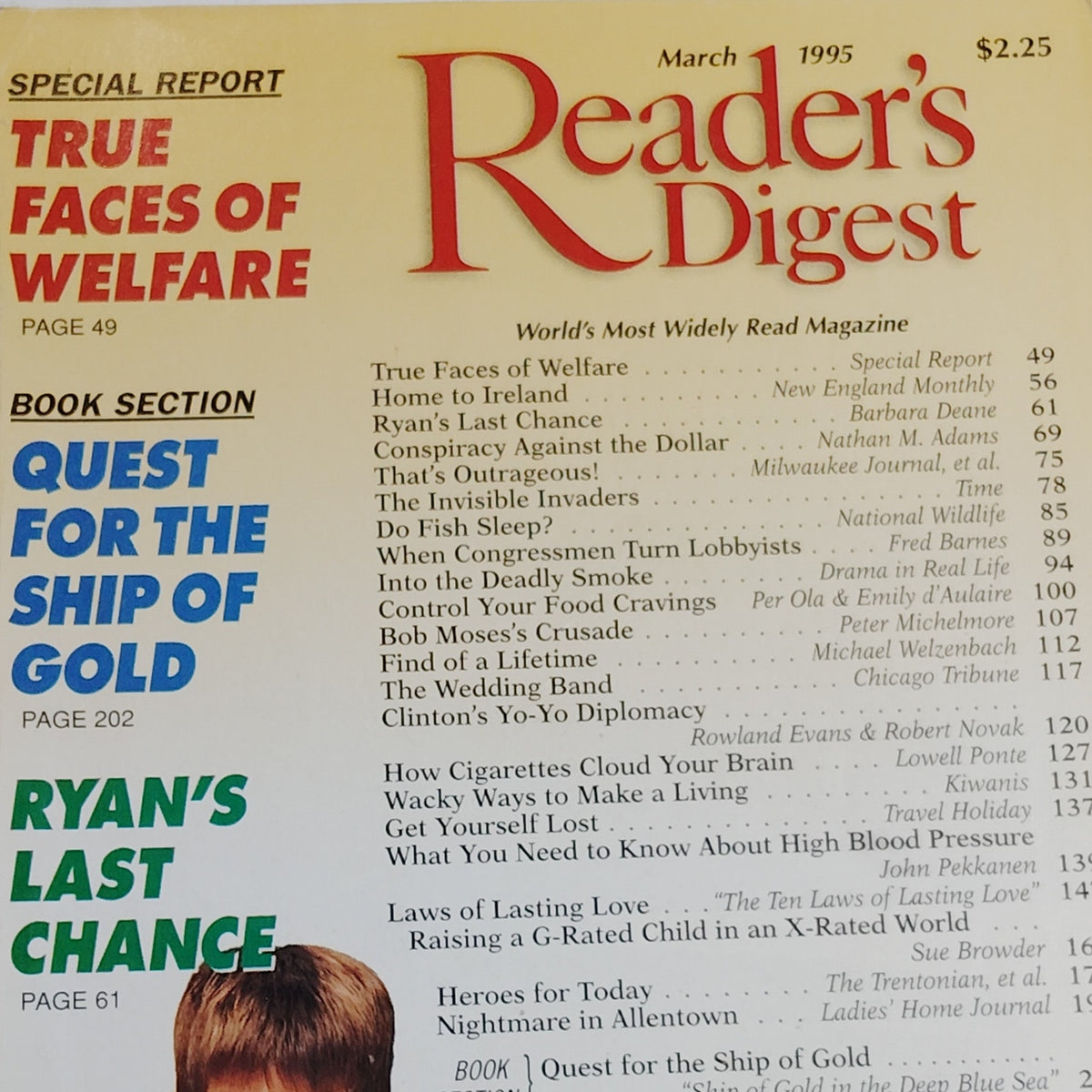 Reader's Digest Magazine March 1995 Ship of Gold Vintage Back Issue