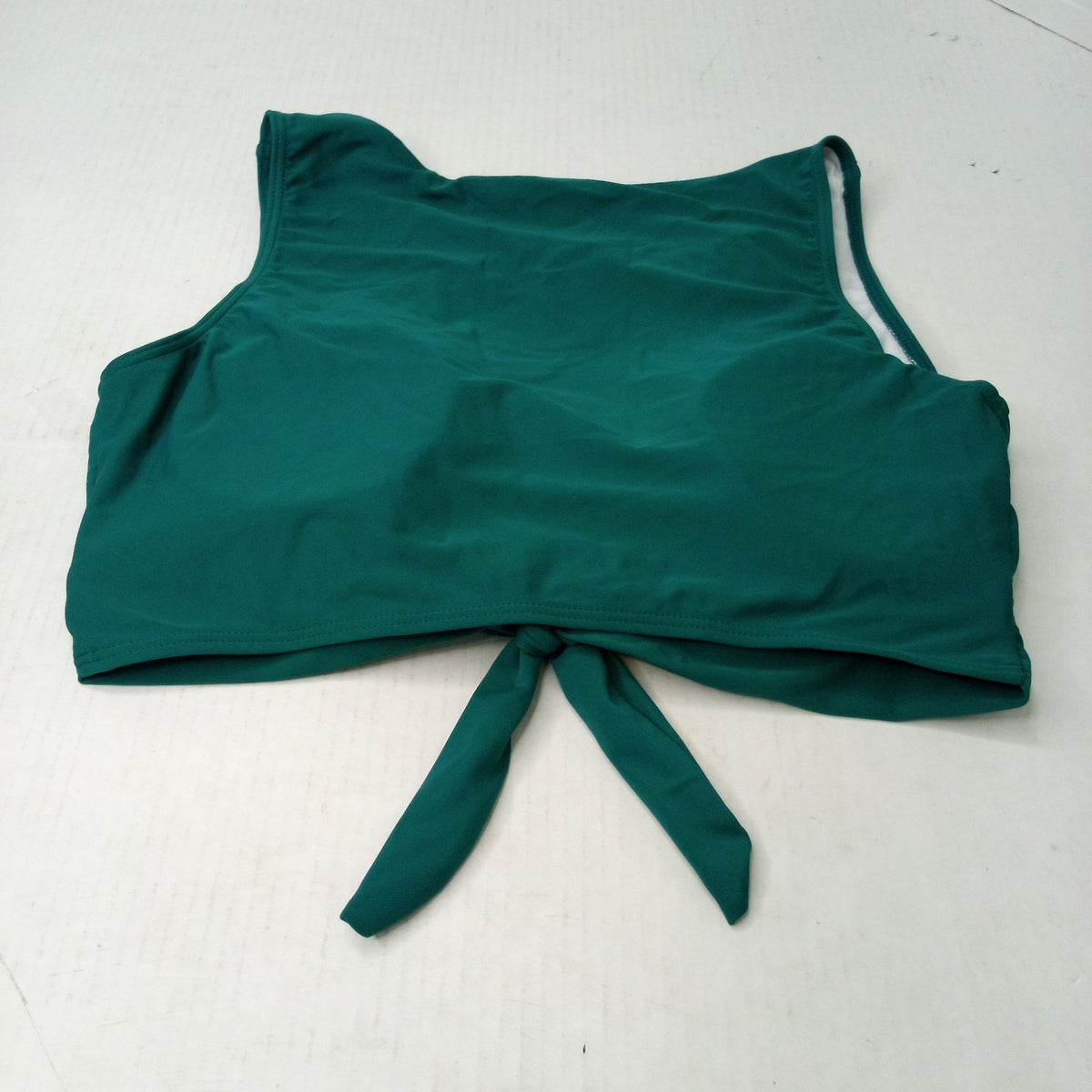 Deep Teal Knot Front Bikini Top Size L White Lined Swim Top Beachwear