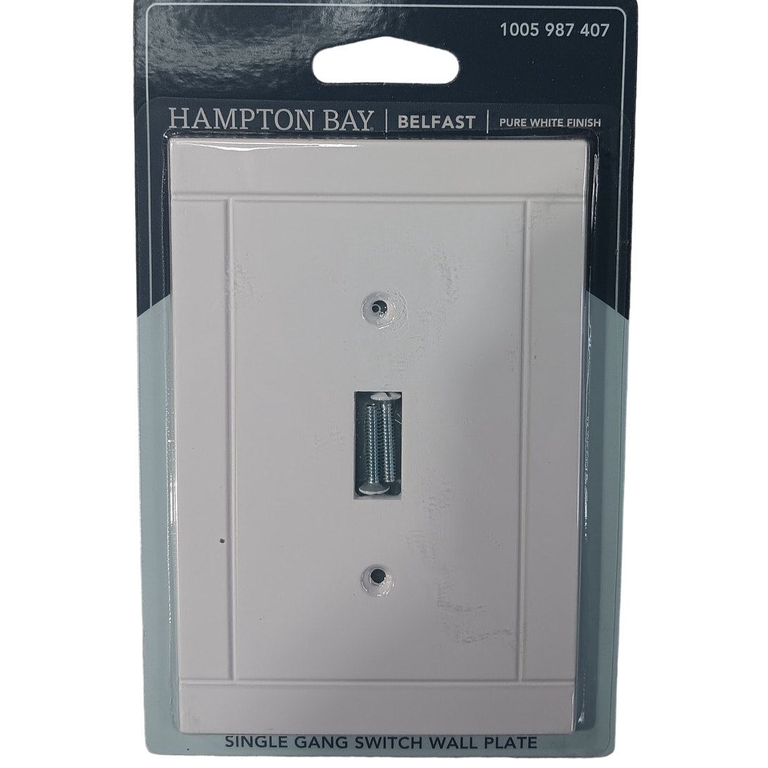 Hampton Bay Belfast 1-Gang Light Switch/Toggle Wall Plate, Pure White