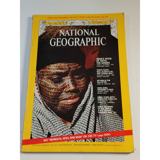 National Geographic Magazine – October 1971, Ganges River, Sea Otters, Hong Kong