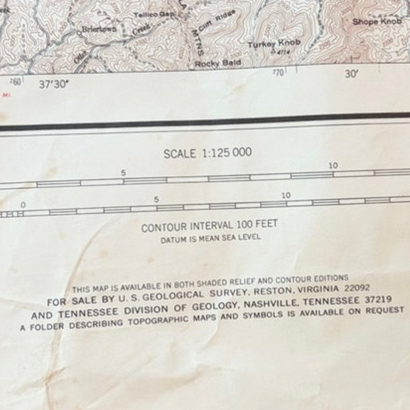 Vintage 1972 USGS Great Smoky Mountains National Park Map 36x29 - Damage Noted