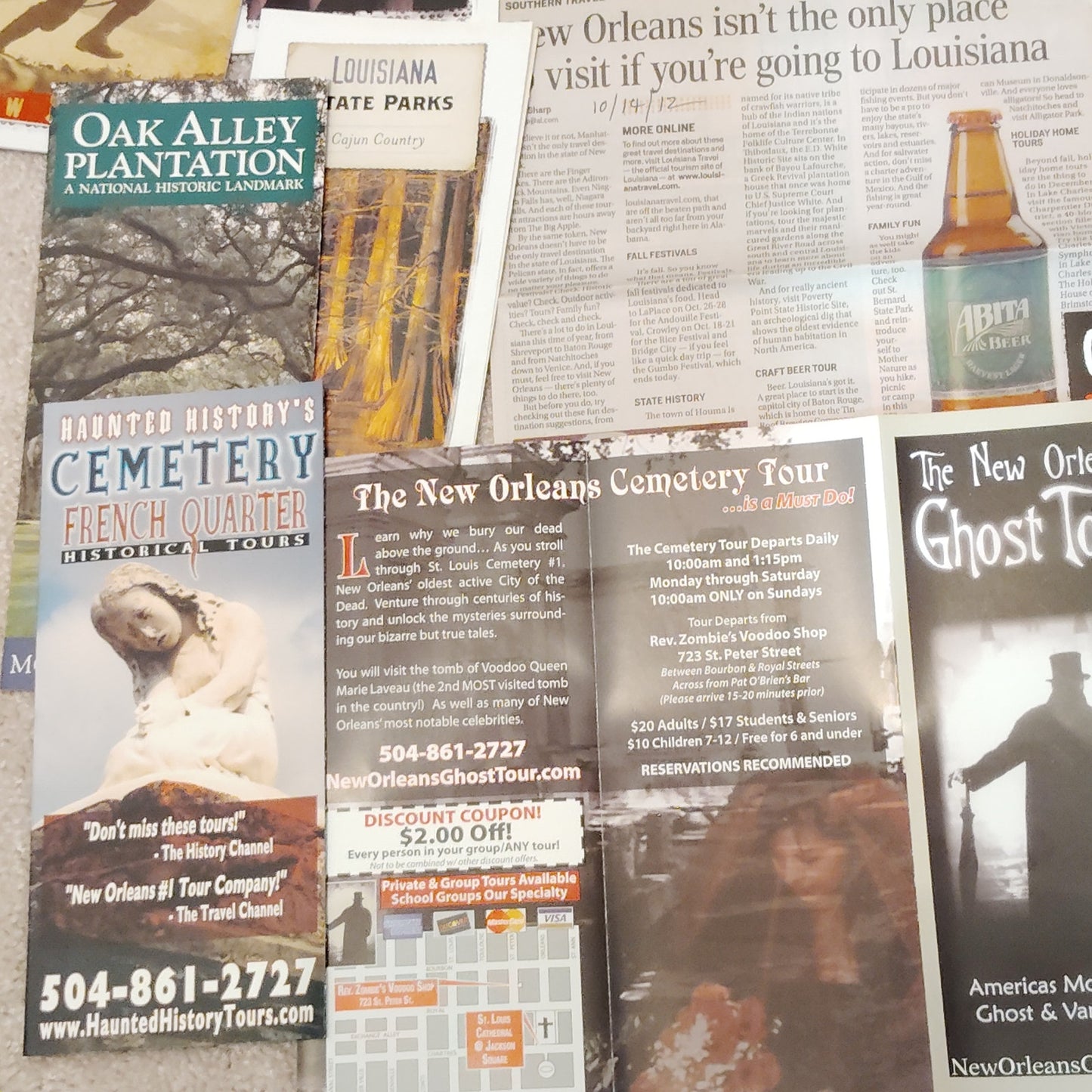 2010 Louisiana Travel Ephemera Lot Maps Guides Brochures New Orleans 3/4 Lb