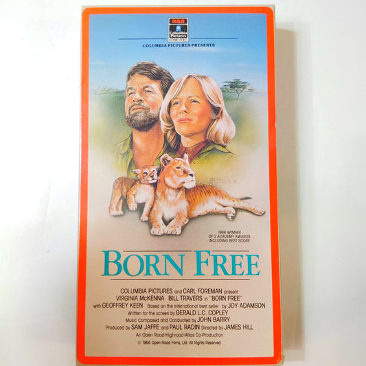 Born Free VHS 1983 RCA Columbia Pictures Wildlife Drama, True Story