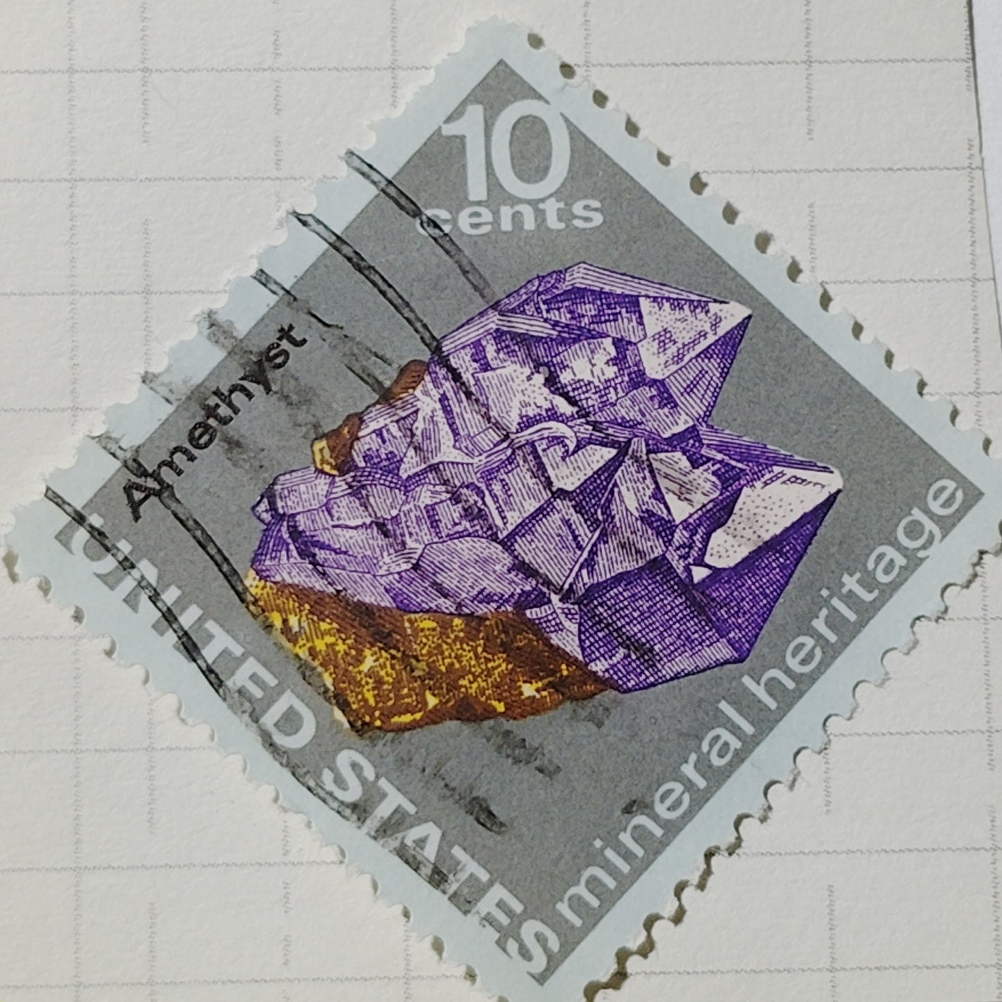 1974 US Postage Stamp Scott #1540 10c Mineral Heritage Amethyst Used Canceled
