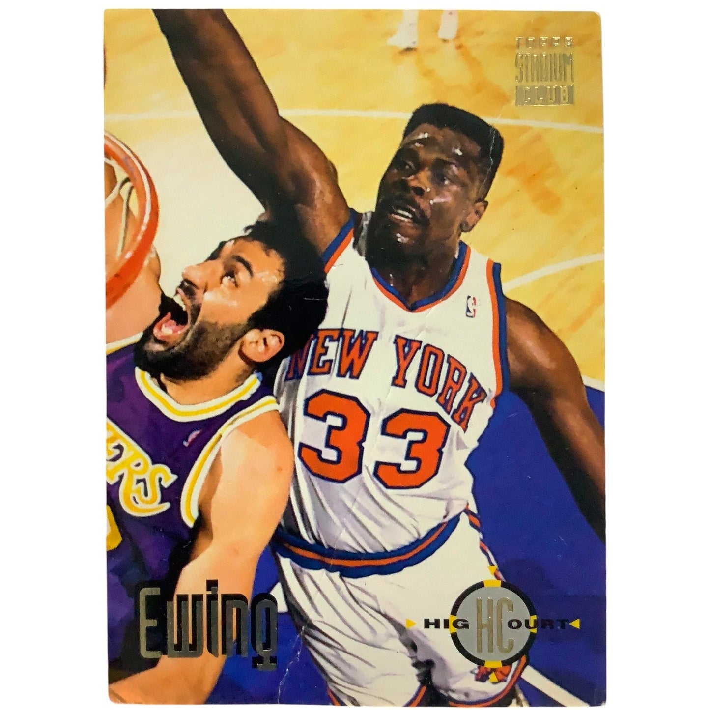 Patrick Ewing, New York Knicks, 1993 Topps Stadium Club High Court Card 68, EXC