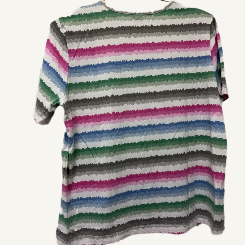 Blair Women's Striped T-Shirt Large Pastel Multi-Color Cotton Blend Pre-Owned