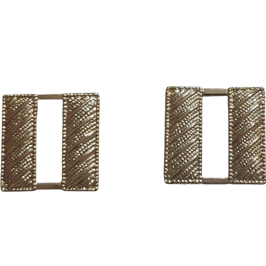 HWC Gold‑Tone Captain Rank Bars – Corrugated – 3/4" × 3/4" Novelty Pin Set