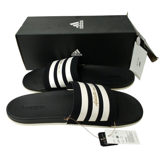 adidas Adilette Comfort Slides Black White, Men's Size 18, Unisex, Sandals
