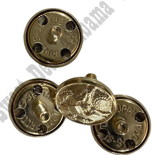 4-PK Brass Screw-On Buttons w/ Eagle Seal, No Backs,  5/8"D, The Supply Room