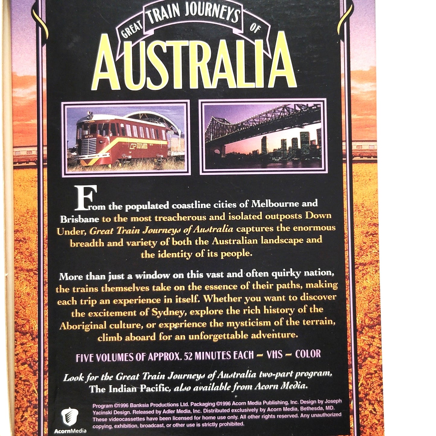 Great Train Journeys of Australia 5‑Tape VHS Boxed Set 1997 Travel Documentary