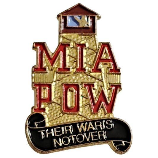 POW/MIA Their War Is Not Over Guard Tower Novelty Hat Lapel Pin, 1"H × 5/8"W