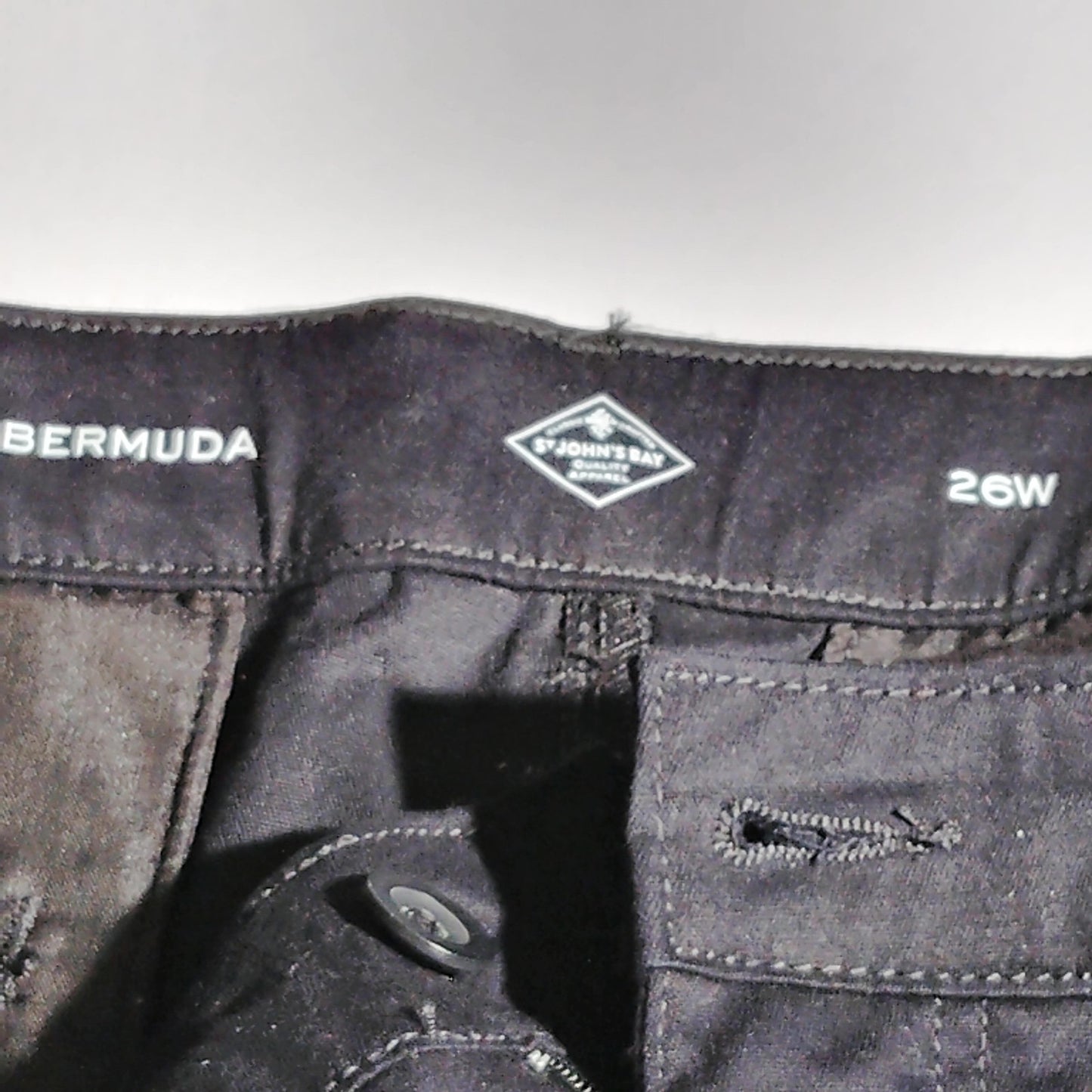 St Johns Bay Womens Bermuda Shorts Black Stretch Casual Summer Shorts 26W