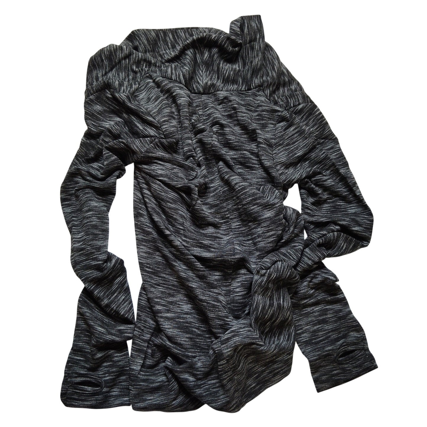 Space‑Dye Full‑Zip Jacket XS Asymmetrical Diagonal Zipper Cowl Hood Thumb Holes