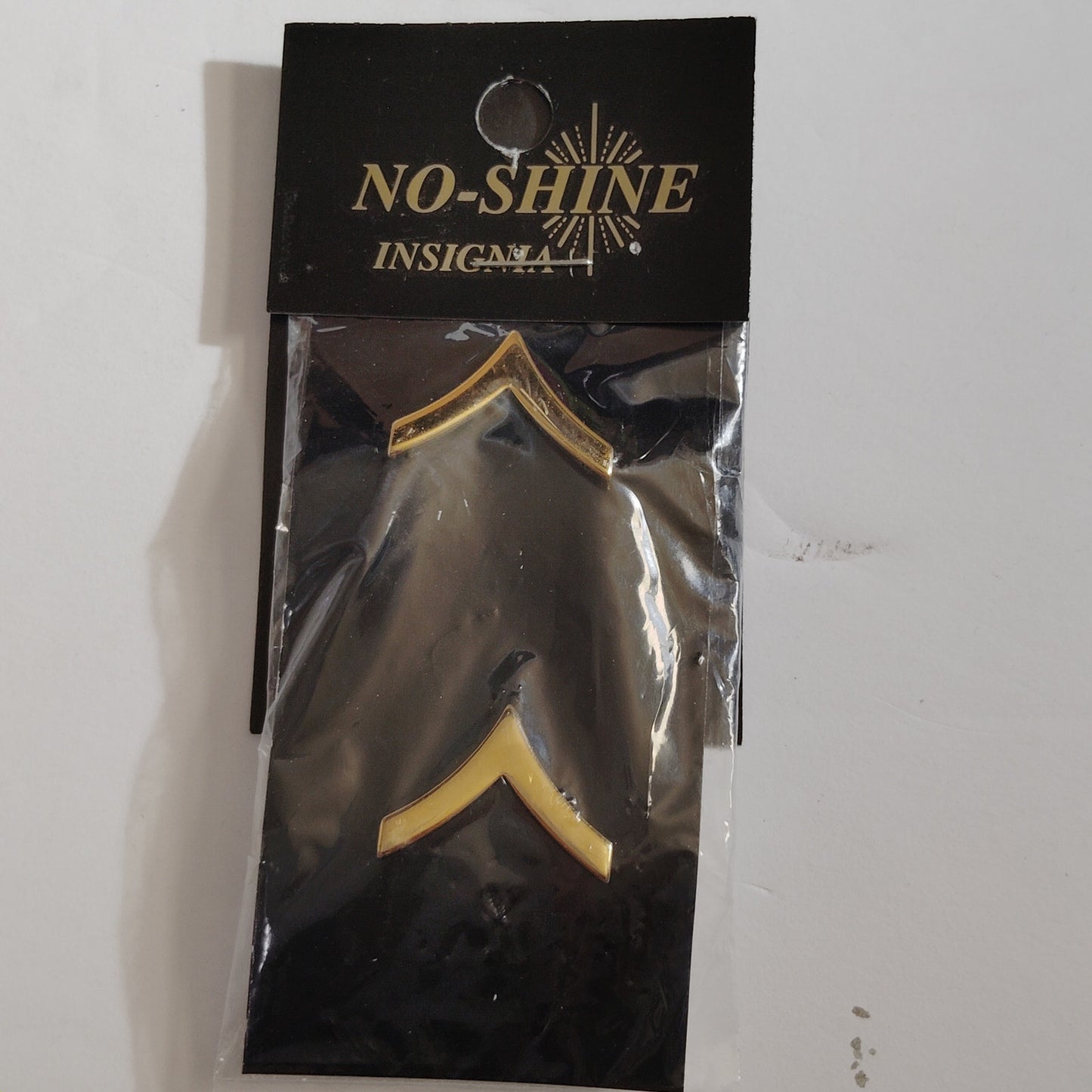 PFC PVT Chevron Style Rank Novelty Hat Lapel Pins Yellow on Black 7/8" × 5/8"