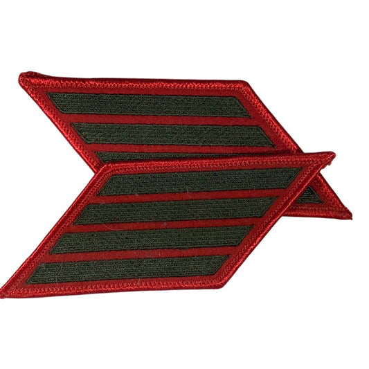 1 Set- 16 Year US Marine Corps Service 4 Stripes - Medium Size - Green on RED
