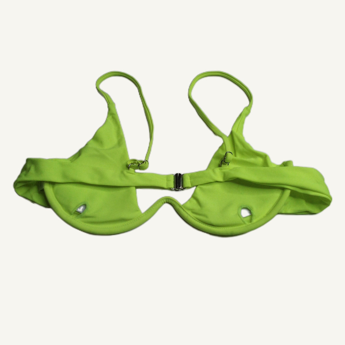 Neon Yellow Underwire Bikini Top - Size L - Adjustable Straps, Cut-Out Detail