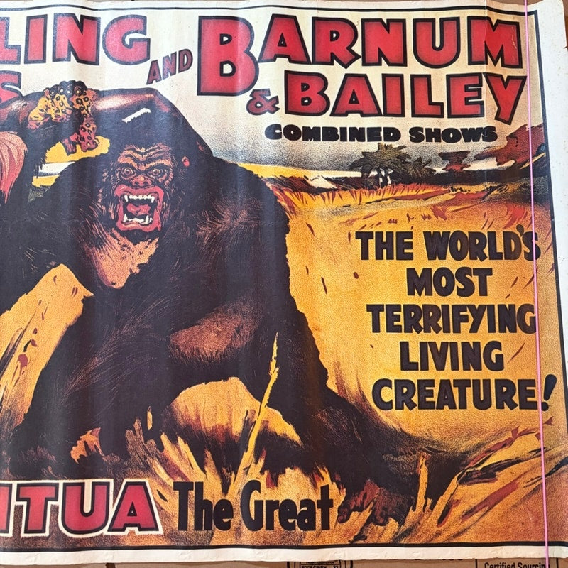 Vintage 1938 Ringling Bros. Barnum & Bailey "Gargantua the Great" Circus Poster