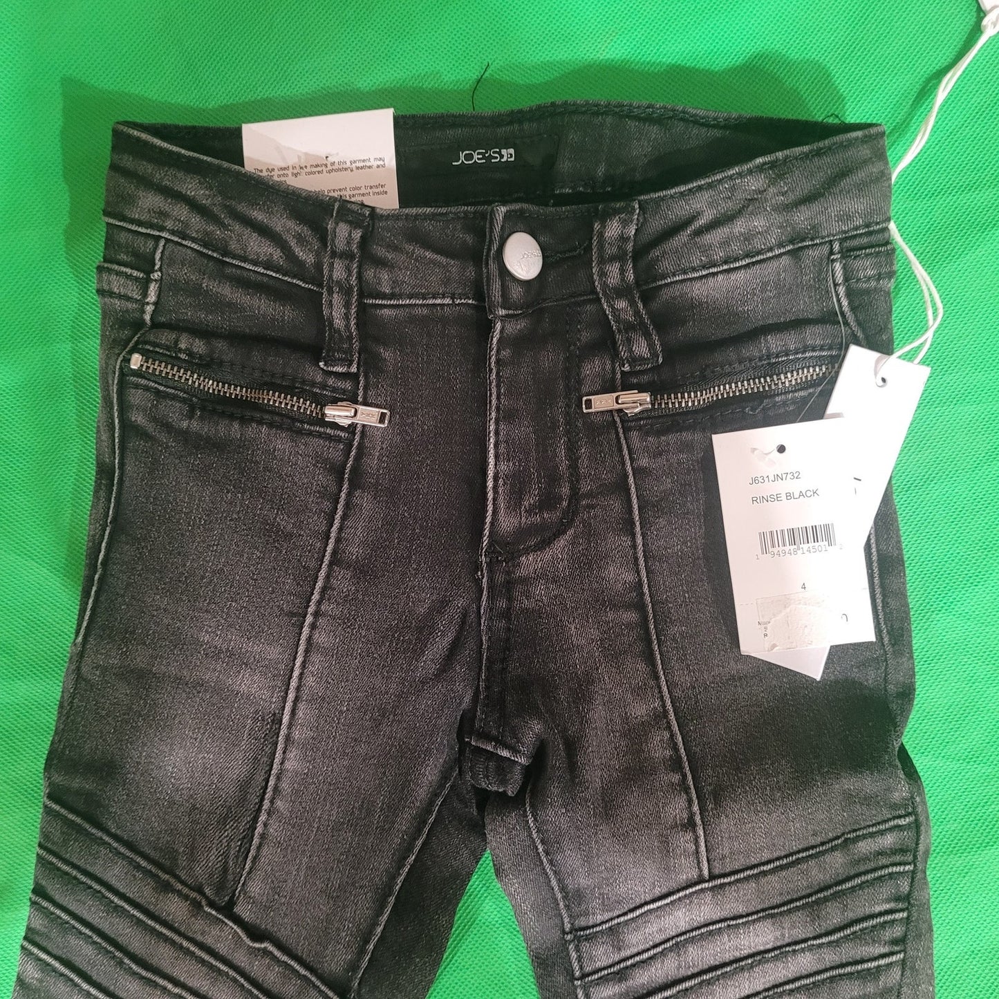 Joe’s Kids Moto Jeans, Girls 4R, Mid Rise Skinny Distressed Stretch Black Denim