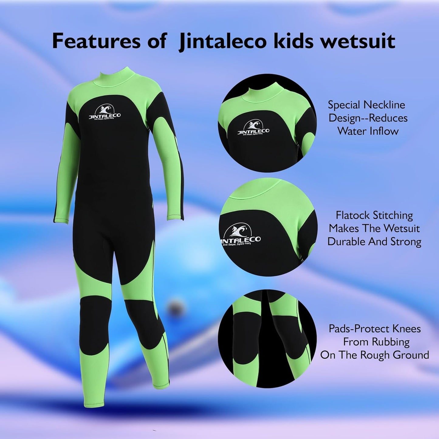 Unisex Kids Full Wetsuit, 16, 3/2mm Neoprene Wet Suit for Diving Surfing Scuba