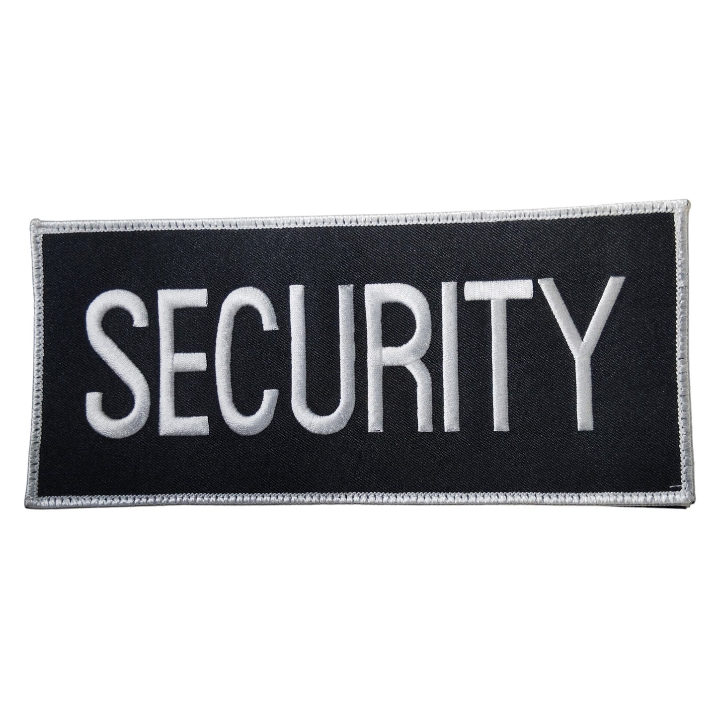 Patch “SECURITY”  9" × 4"  Hook & Loop Backing with Sew-On Panel – Tactical ID Badge – Black/White