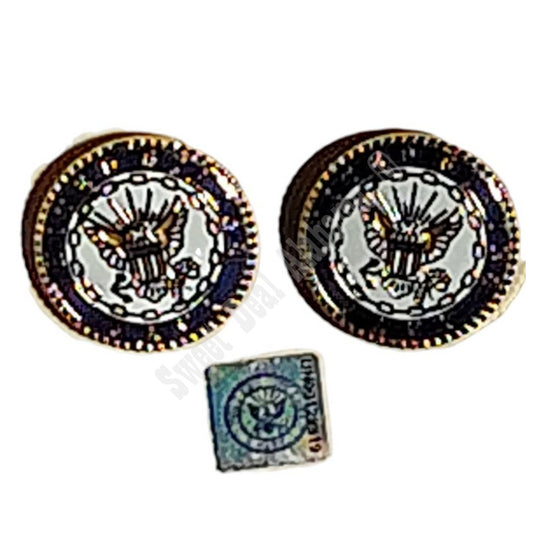 United States Navy Cufflinks, 3/4"D, Traditional Navy Emblem
