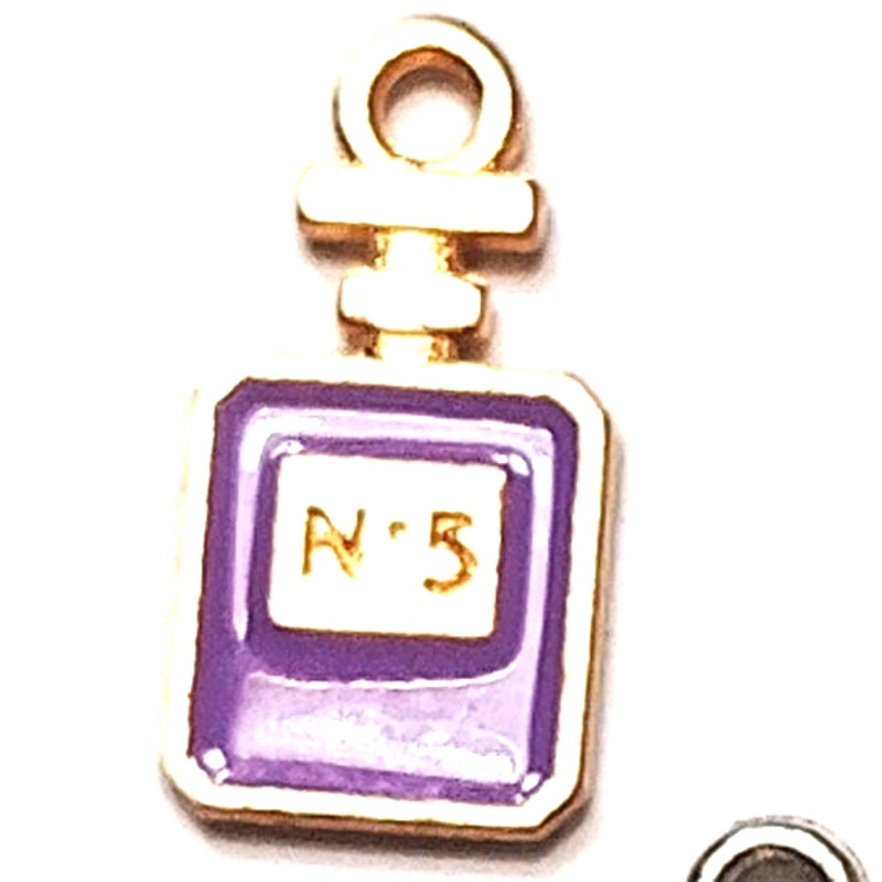 5‑Pack Perfume Bottle Charms Assorted Colors Gold‑Tone Enamel Pendants Jewelry