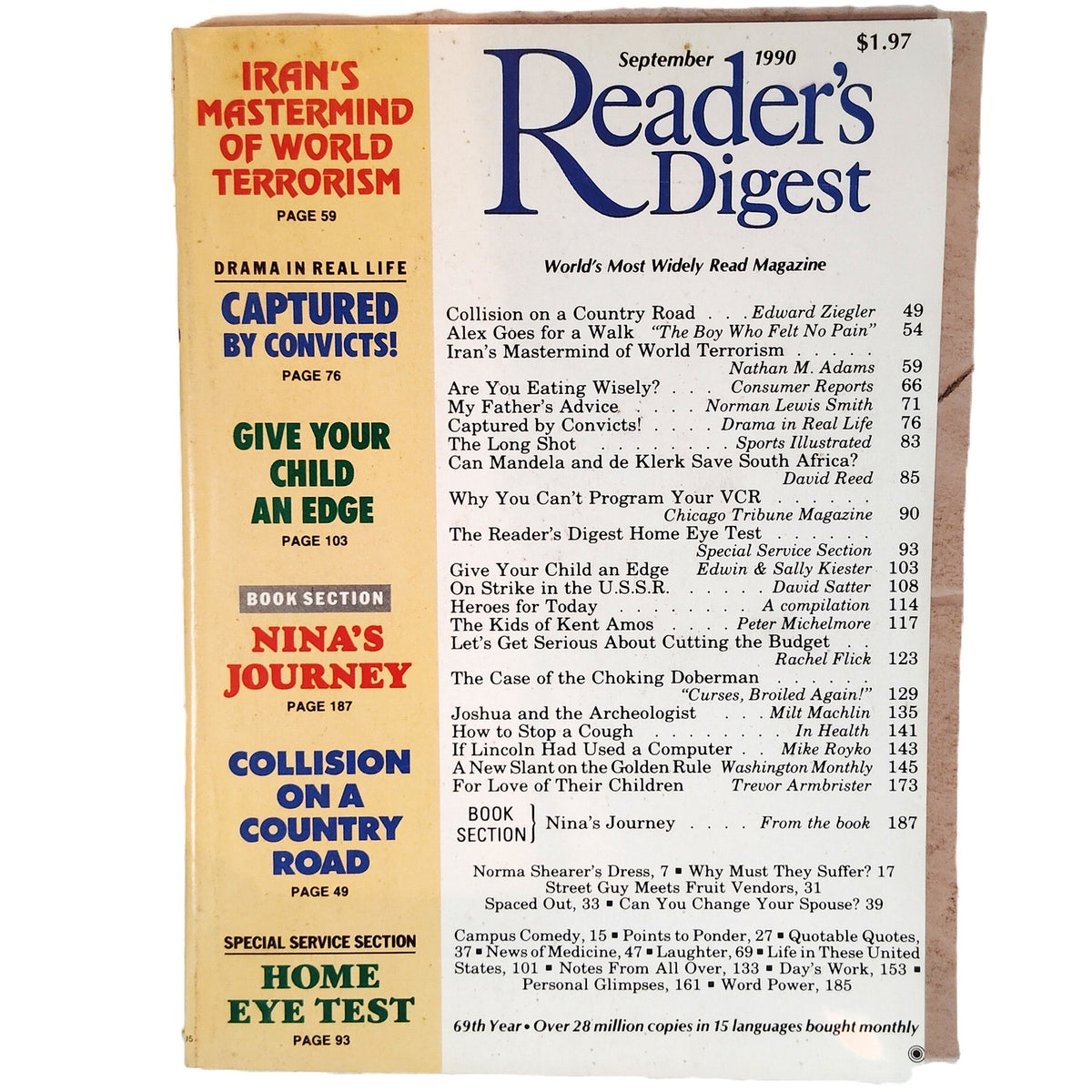 Vintage Reader's Digest September 1990 Magazine - Pan Am 103 Collectible