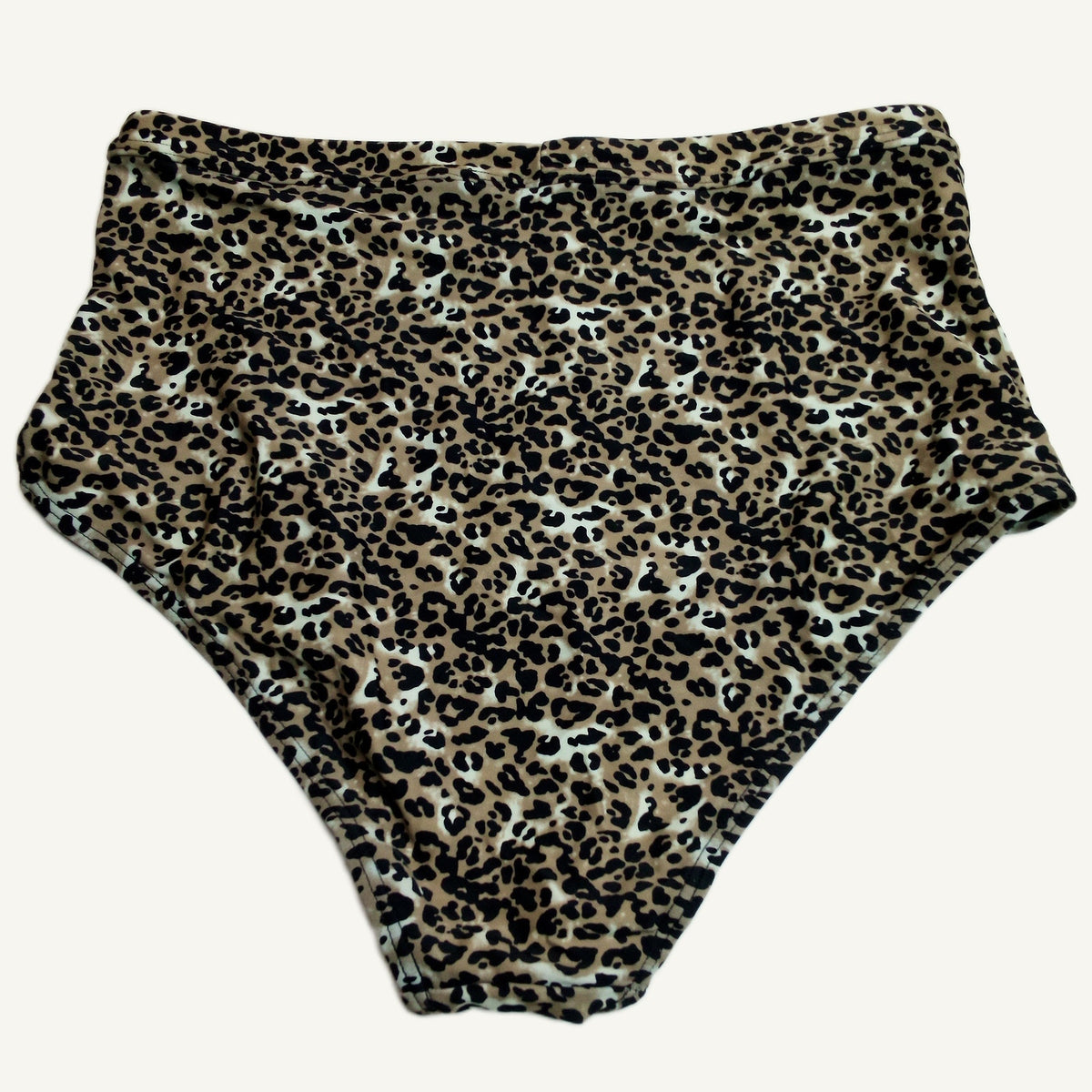 Leopard Print High Waisted Bikini Bottoms for Women - Brown & Black Size L