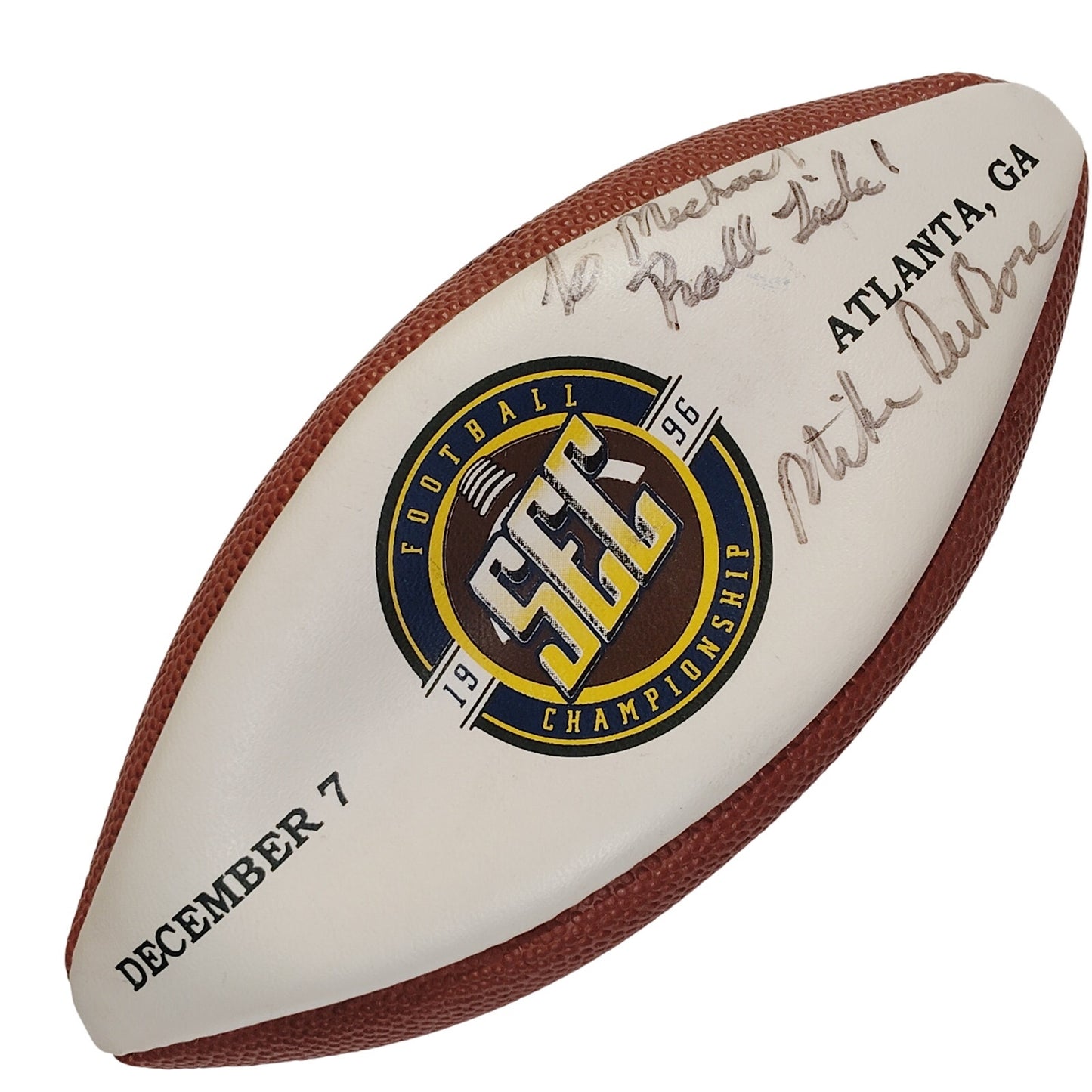 1996 SEC Championship Commemorative Football - Autographed by Mike DuBose - “To Michael, Roll Tide!”