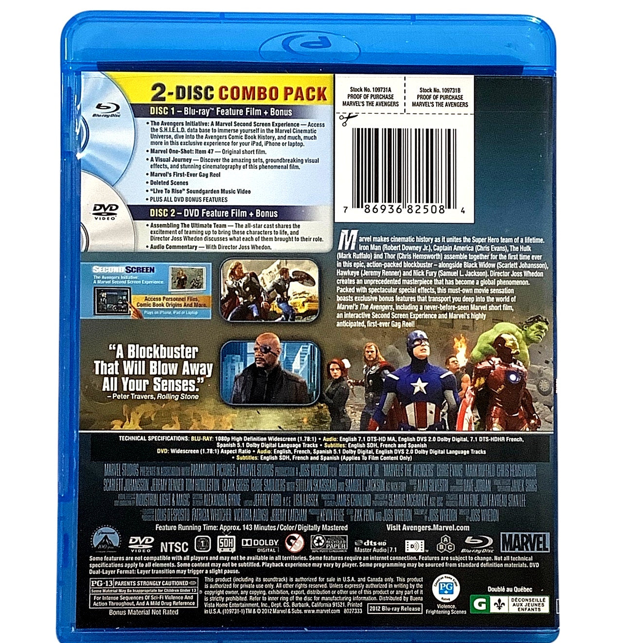 Marvel's: The Avengers [2012 Blu-ray + DVD] 143 Minutes of Action & Adventure