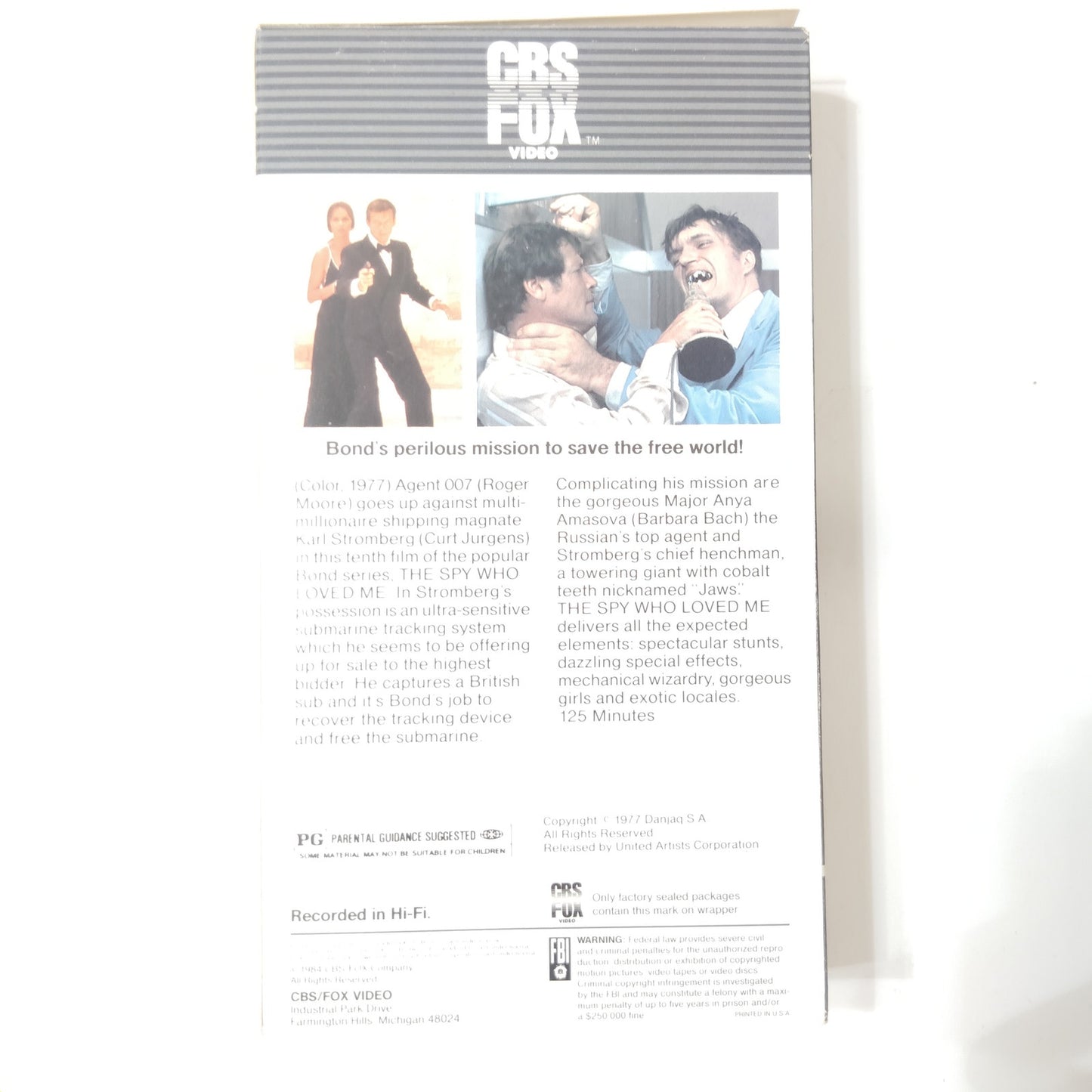 The Spy Who Loved Me VHS 1984 Roger Moore James Bond Action