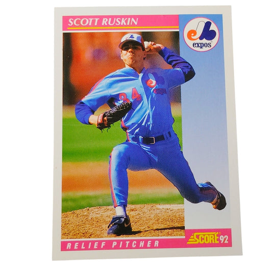1992 Score Scott Ruskin #121 Montreal Expos Relief Pitcher MLB Baseball NM
