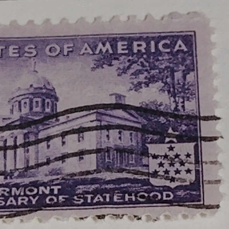 1941 3¢ Vermont Statehood Stamp – Scott 903 – Montpelier Capitol – Canceled