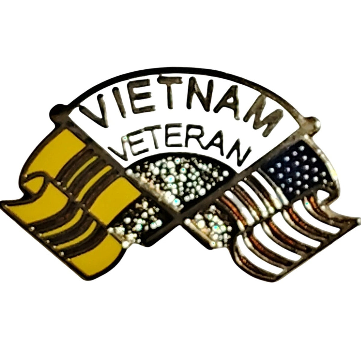 Vietnam Veteran U.S.–South Vietnam Crossed Flags Novelty Pin, Metal