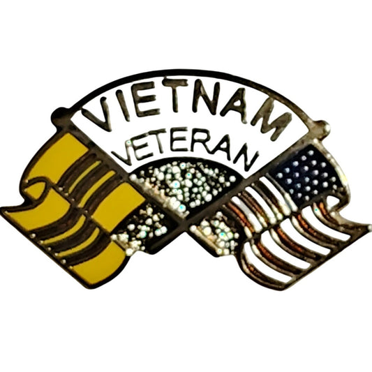 Vietnam Veteran U.S.–South Vietnam Crossed Flags Novelty Pin, Metal