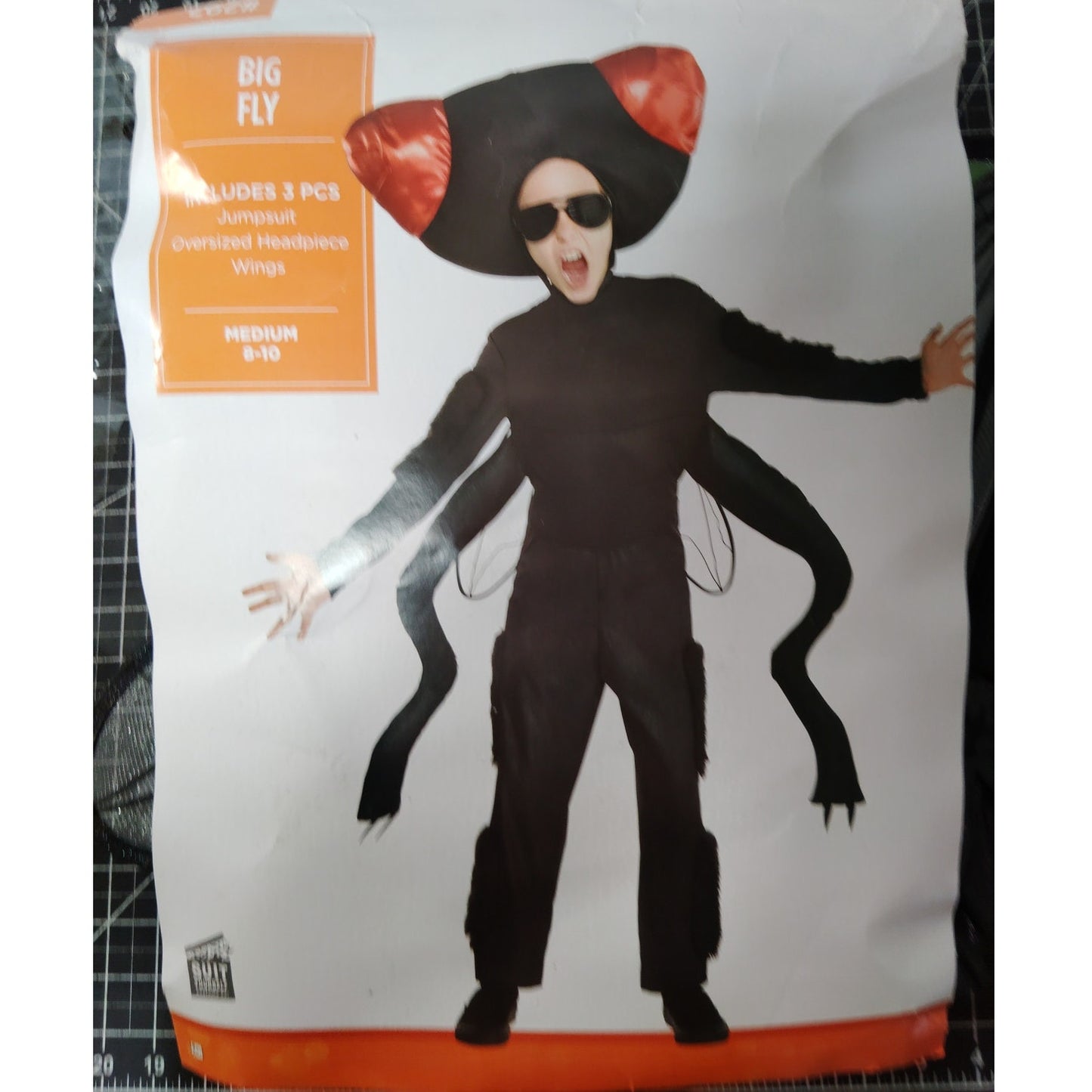 Big Fly Child Costume Medium (8-10) with Jumpsuit, Oversized Headpiece & Wings