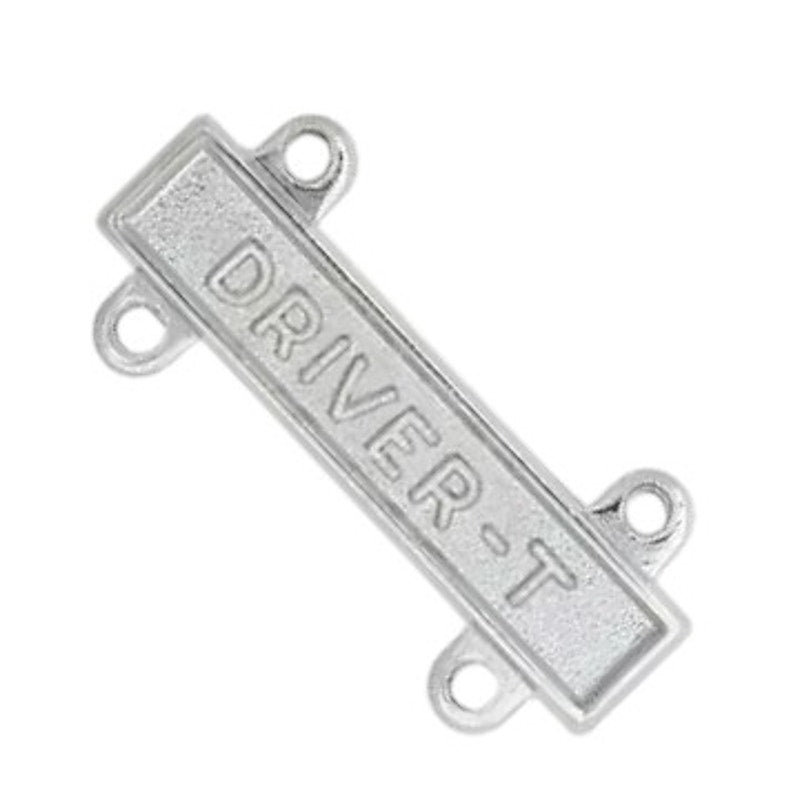 Military Qualification Bar, Driver-T, 1/2"H x 1"W, Silver Text and Background