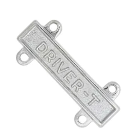 Military Qualification Bar, Driver-T, 1/2"H x 1"W, Silver Text and Background