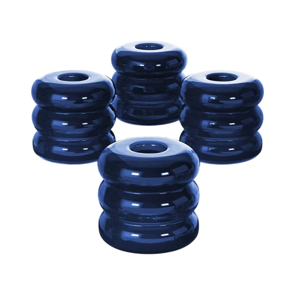 4pk Bubble Glass Taper Candle Holders – Blue – Sculptural Modern Design