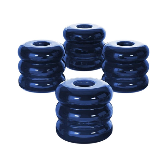 4pk Bubble Glass Taper Candle Holders – Blue – Sculptural Modern Design