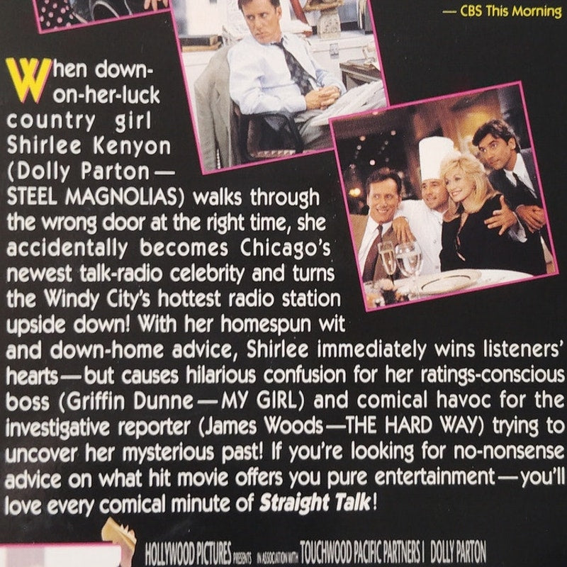 Straight Talk VHS 1992 Dolly Parton James Woods Comedy Romance