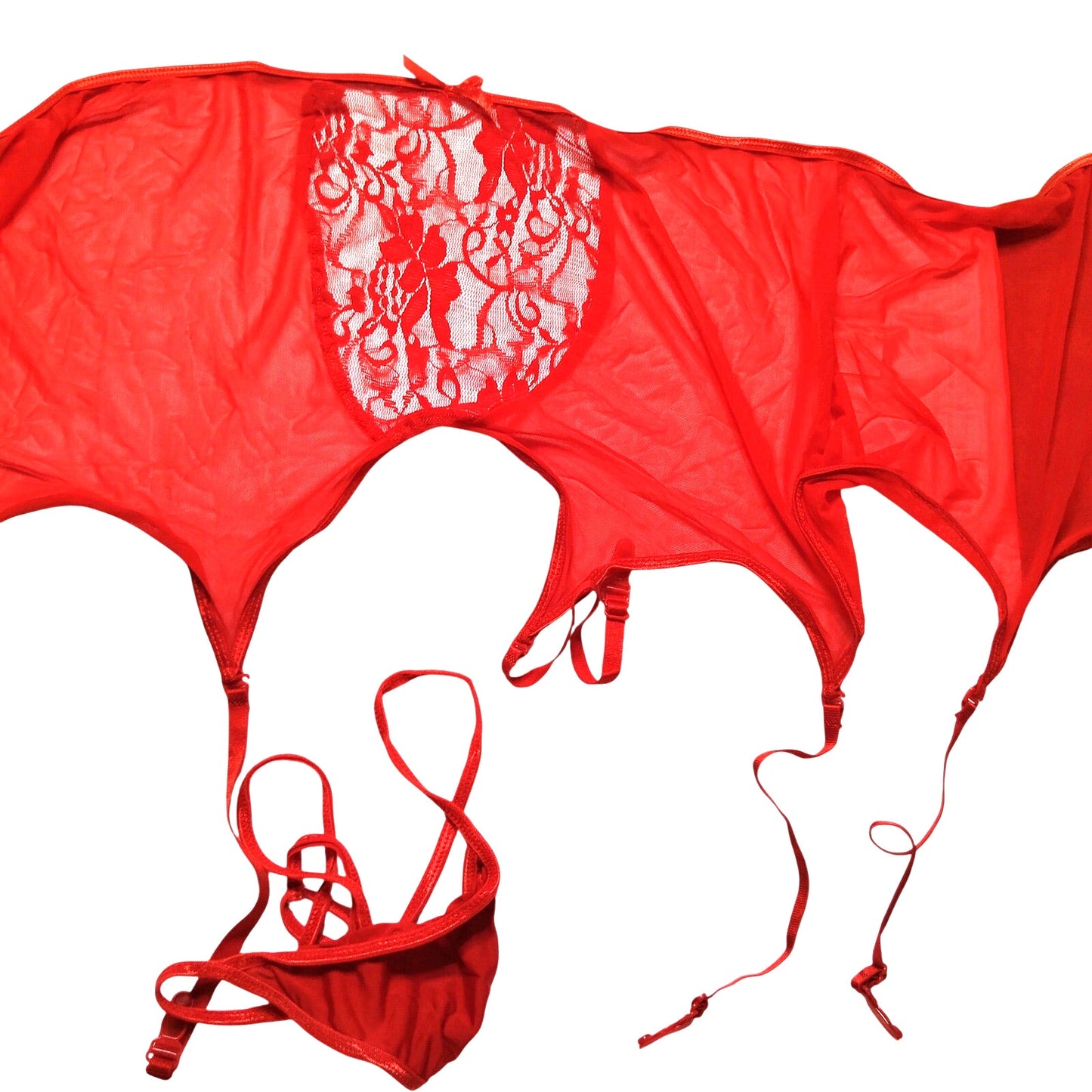 Red Garter Belt and Panty Set XXXL 95% Poly 5% Spandex NEW