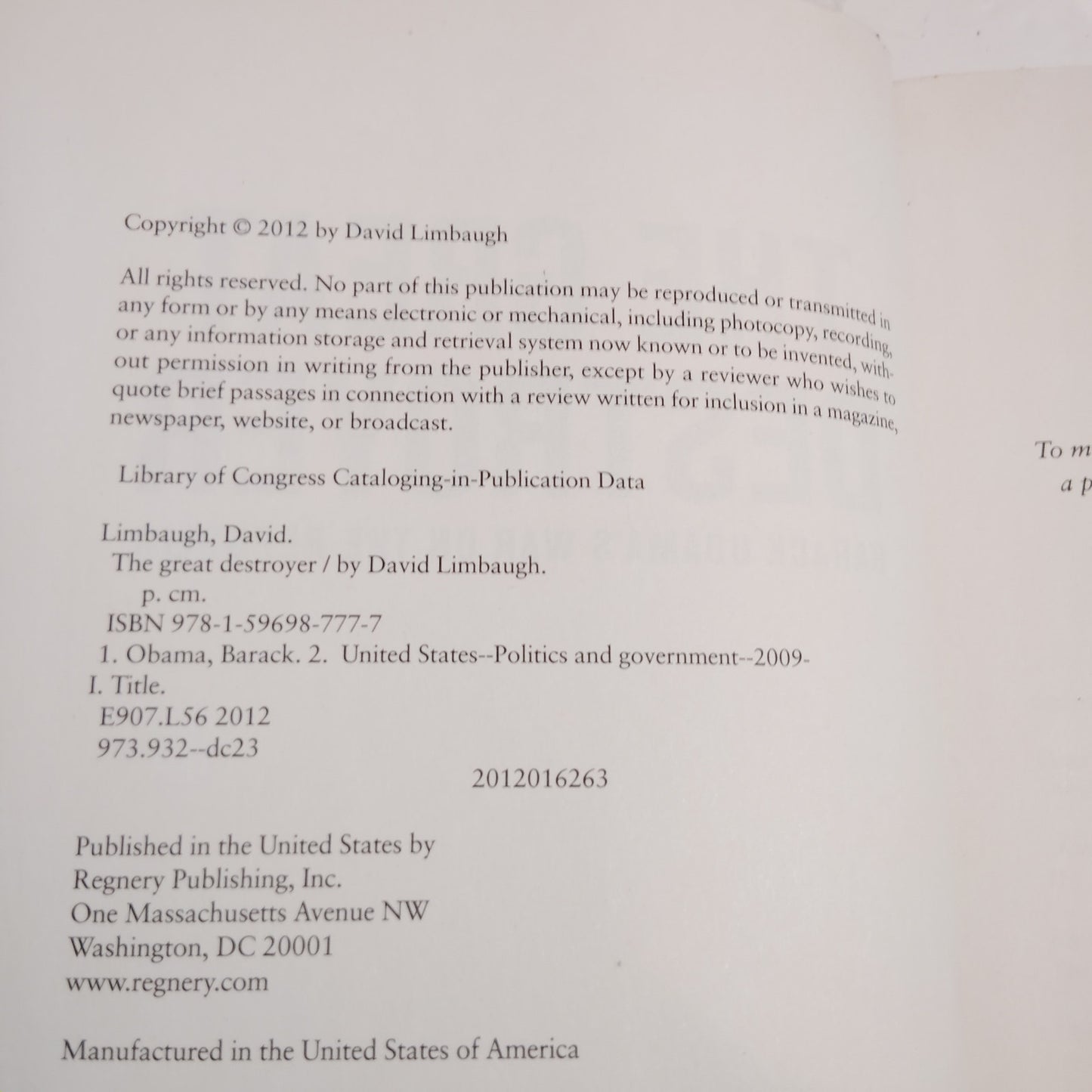 The Great Destroyer 2012 HC LN Obama War on Republic Aging Edges Bonus Clip